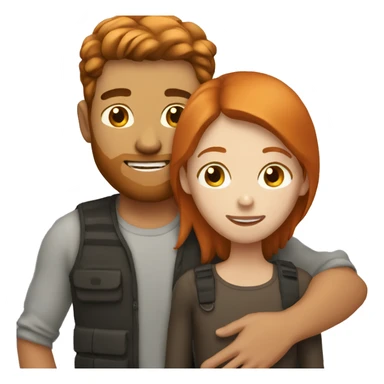 Brunette guy with ginger girl hugging sticker