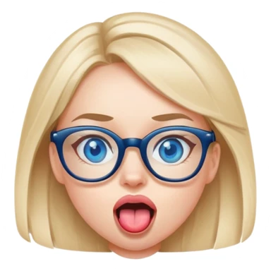girl with blue eyes and glasses sticking her tongue out  sticker
