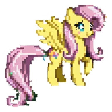 Fluttershy in pixel art style sticker
