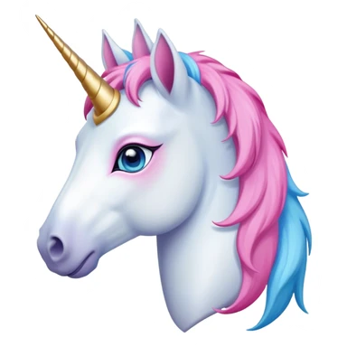 head of an anthropomorphised female unicorn horse, standard pose sticker