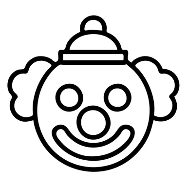 outlined clown face icon sticker