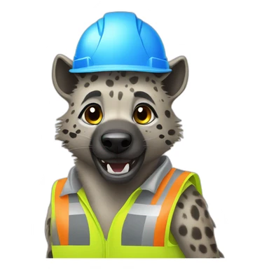 hyena wearing construction helmet sticker