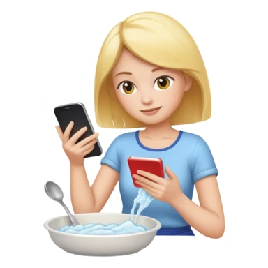 woman perfectionist with 4 arms texting a message wahsing dishes and reading a book 
more dinamic emoji  sticker