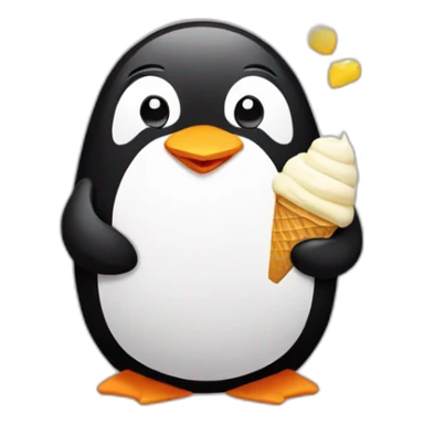 penguin eating ice cream sticker