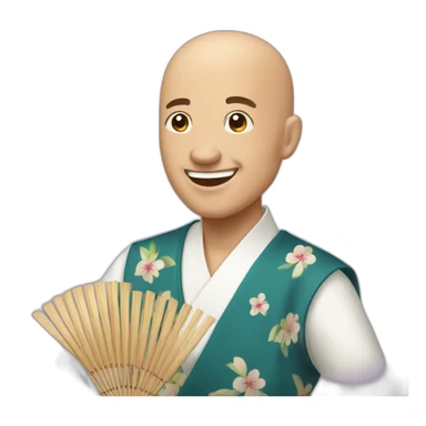 an happy bald man playing mikado sticker