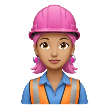 construction worker woman pink helmet and earrings sticker