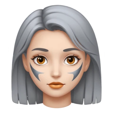 gray metal painted girl face included sticker
