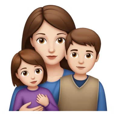 woman, man and child white skin and all brown hair sticker