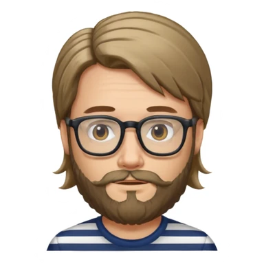 long hair glasses man with beard and striped shirt sticker