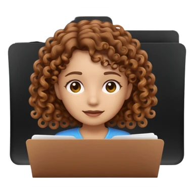 A **simple emoji-style icon** of a **black transparent plastic folder**, sleek and minimal, with **rounded corners**, subtle translucency, soft shading, and a **small logo of a canela-skinned girl with curly hair** on the front.
 sticker