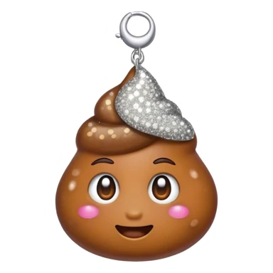 poop emoji wearing one silver sparkly earring sticker
