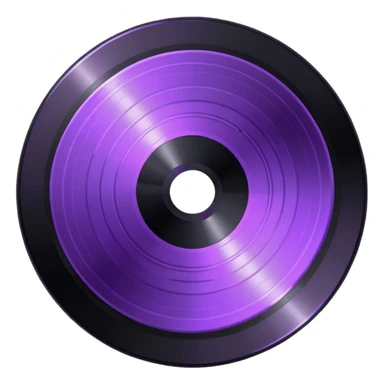 black pixelated record disc with a purple middle sticker