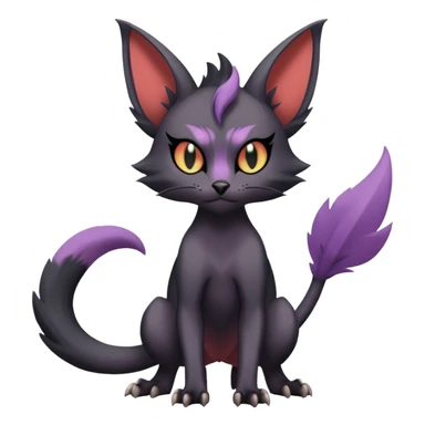 Black edgy cute Noivern-Noibat-Purloin-Torracat-Lykoi-Caracal-cat-Fakemon-fusion-hybrid-creature sticker