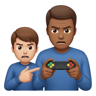 Dad scolding his son for playing video games sticker