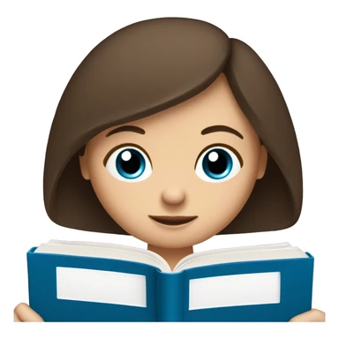 Shoulder length brunette haired blue eyed girl reading a book  sticker