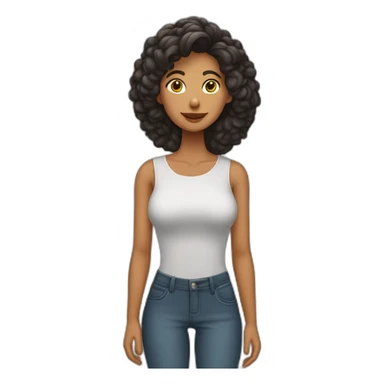 Mujer morena de pelo largo posando de cuerpo entero sticker