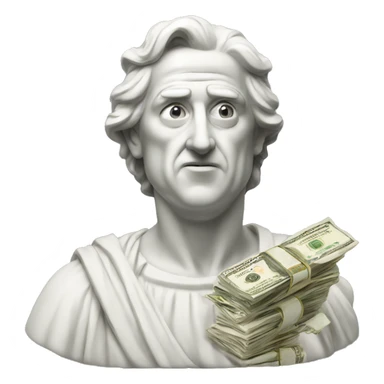 italian statue shocked with money sticker