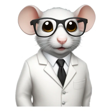 rat wearing a white suit, black pant, white shoes and glasses sticker