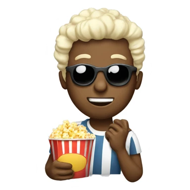 Guy with cinema glasses eating popcorn  sticker