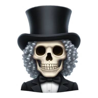 Top hat curly hair skeleton sticker