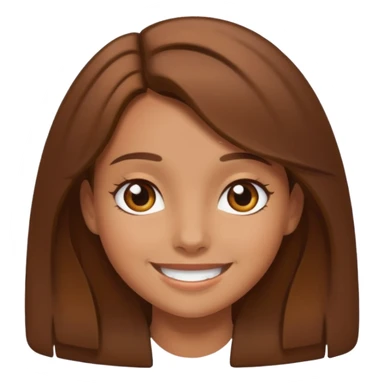 Tan girl with brown hair smiling sticker