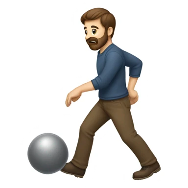 man with brown hair and beard pushing something downwards sticker