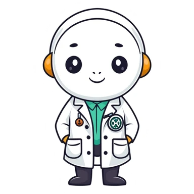 cute little beetle bug wearing a lab coat sticker