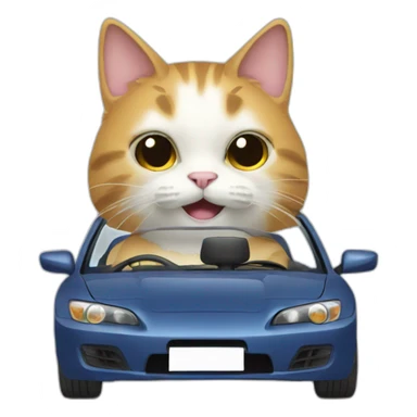 cat driving subaru sticker