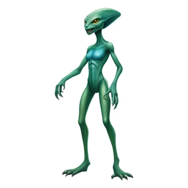 a Reptilian alien woman, full body sticker