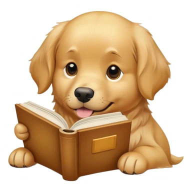Golden retriever, dog, reading a book sticker