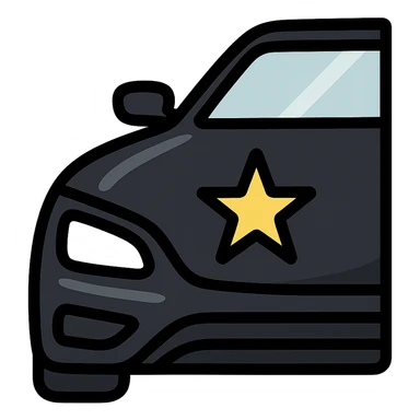 small bright silver or gold star on the glossy black surface of a high-end car, main color glossy black, subtle reflections, emphasis on mirror-like shine, modern and clean, not overloaded sticker