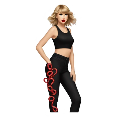 taylor swift with black pant bodysuit with red snakes sticker
