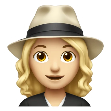 White skin female student with blond hair and phd hat sticker