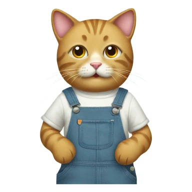 Silly cat with cute overalls sticker
