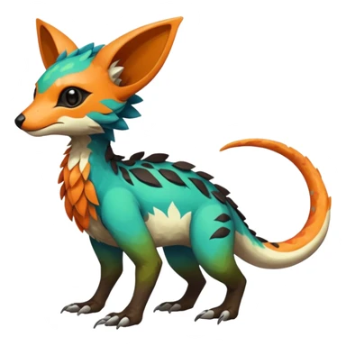 Rare realistic exotic edgy epic pretty beautiful handsome gorgeous aesthetic colorful vibrant Vernid-Trico-species-Fakemon-creature by LiLaiRa, 4 legs, random markings, (full body) sticker