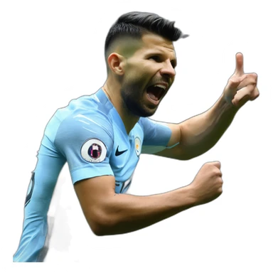 Sergio Agüero celebrate a goal un the Manchester City  sticker