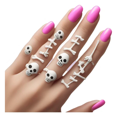 Skeleton hands bones with pink polish nails  sticker