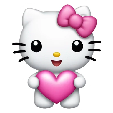 hello kitty with pink heart sticker