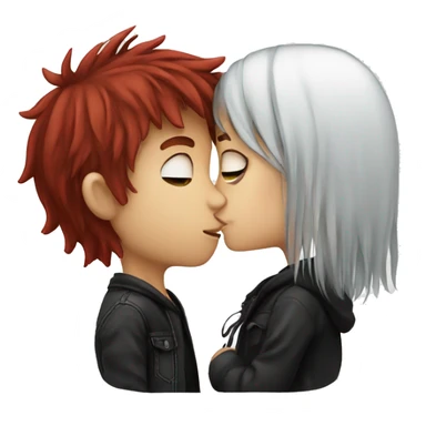 Emo boy with brown hair kissing emo girl with red hair sticker