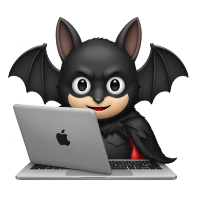 Bat sitting behind a laptop making beats sticker