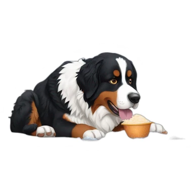 Bernese mountain dog eating snow sticker