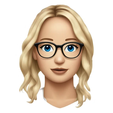 Jennifer Lawrence,  blu eyes wearing glasses  sticker