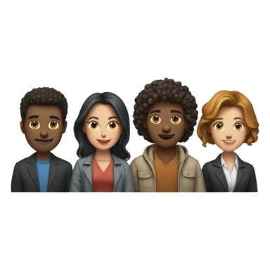 team of people, four people, two men and two women sticker