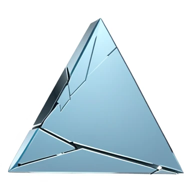 broken mirror shard emoji, sharp chrome edges, high contrast reflections, futuristic minimal 3D style, isolated on white sticker