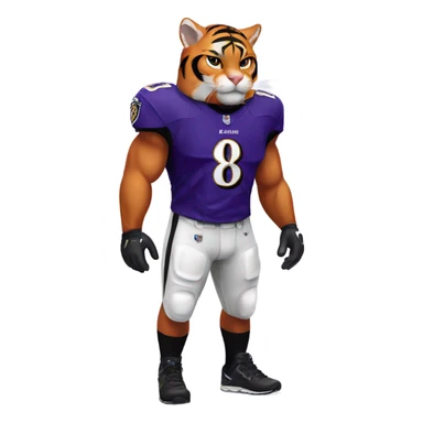 Orange tiger cat in Baltimore Ravens jersey  sticker