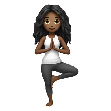 Yoga girl black long hair sticker