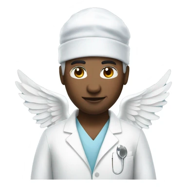 a surgeon dressed as a white swan with wings sticker