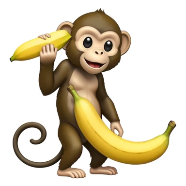 Black monkey eating giant banana sticker