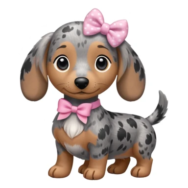 Chibi style Plush gray dappled dachshund  sticker