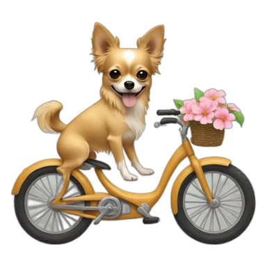 Long hair sand chihuahua on a bike sticker